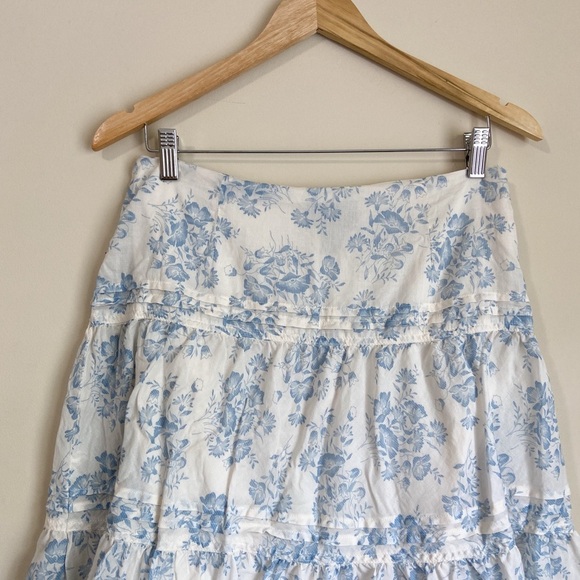 Chaps Blue and White Tiered Mini Skirt - Picture 2 of 6